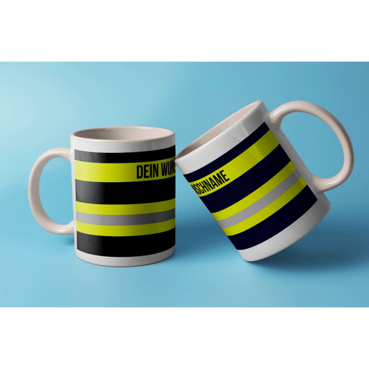 Fireandkisses feuerwehr-tasse „wunschtext“ – personalisierbar - weiß - tasse feuerwehr-tasse „wunschtext“