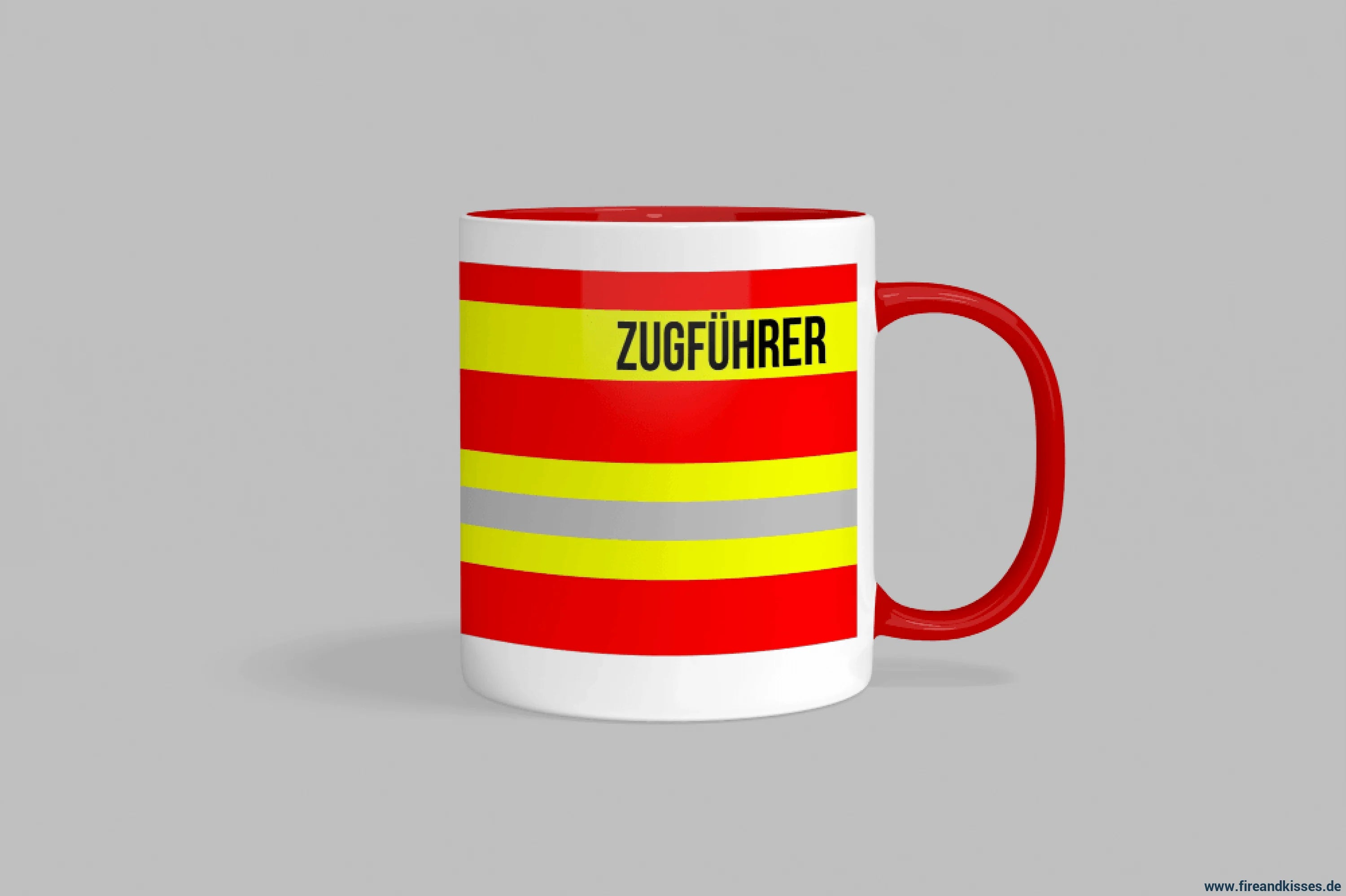 Fireandkisses feuerwehr-tasse „zugführer“ - roter henkel & rand - tasse feuerwehr-tasse „zugführer“