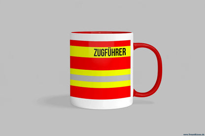 Fireandkisses feuerwehr-tasse „zugführer“ - roter henkel & rand - tasse feuerwehr-tasse „zugführer“