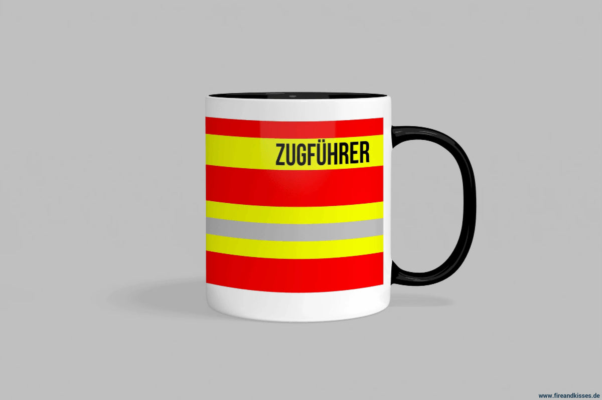 Fireandkisses feuerwehr-tasse „zugführer“ - schwarzer henkel & rand - tasse feuerwehr-tasse „zugführer“