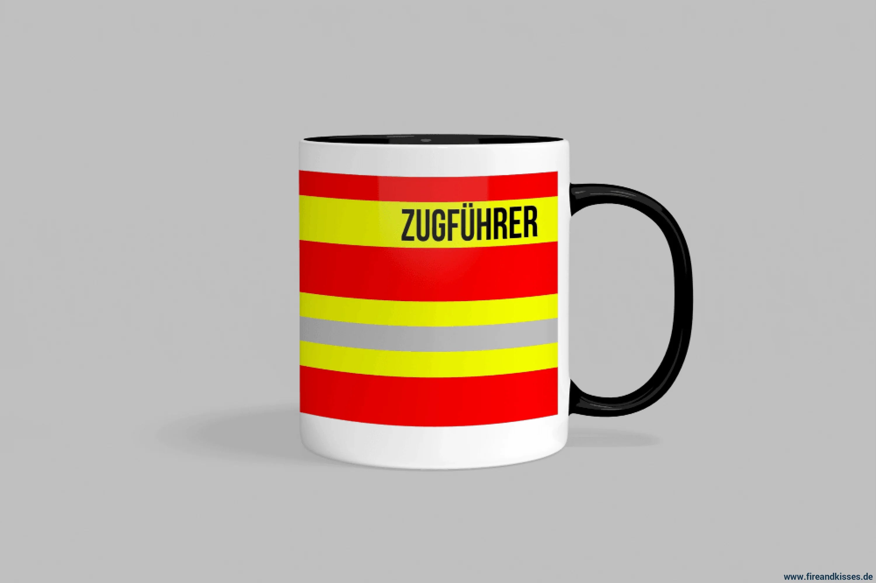 Fireandkisses feuerwehr-tasse „zugführer“ - schwarzer henkel & rand - tasse feuerwehr-tasse „zugführer“