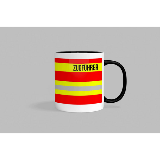 Fireandkisses feuerwehr-tasse „zugführer“ - schwarzer henkel & rand - tasse feuerwehr-tasse „zugführer“