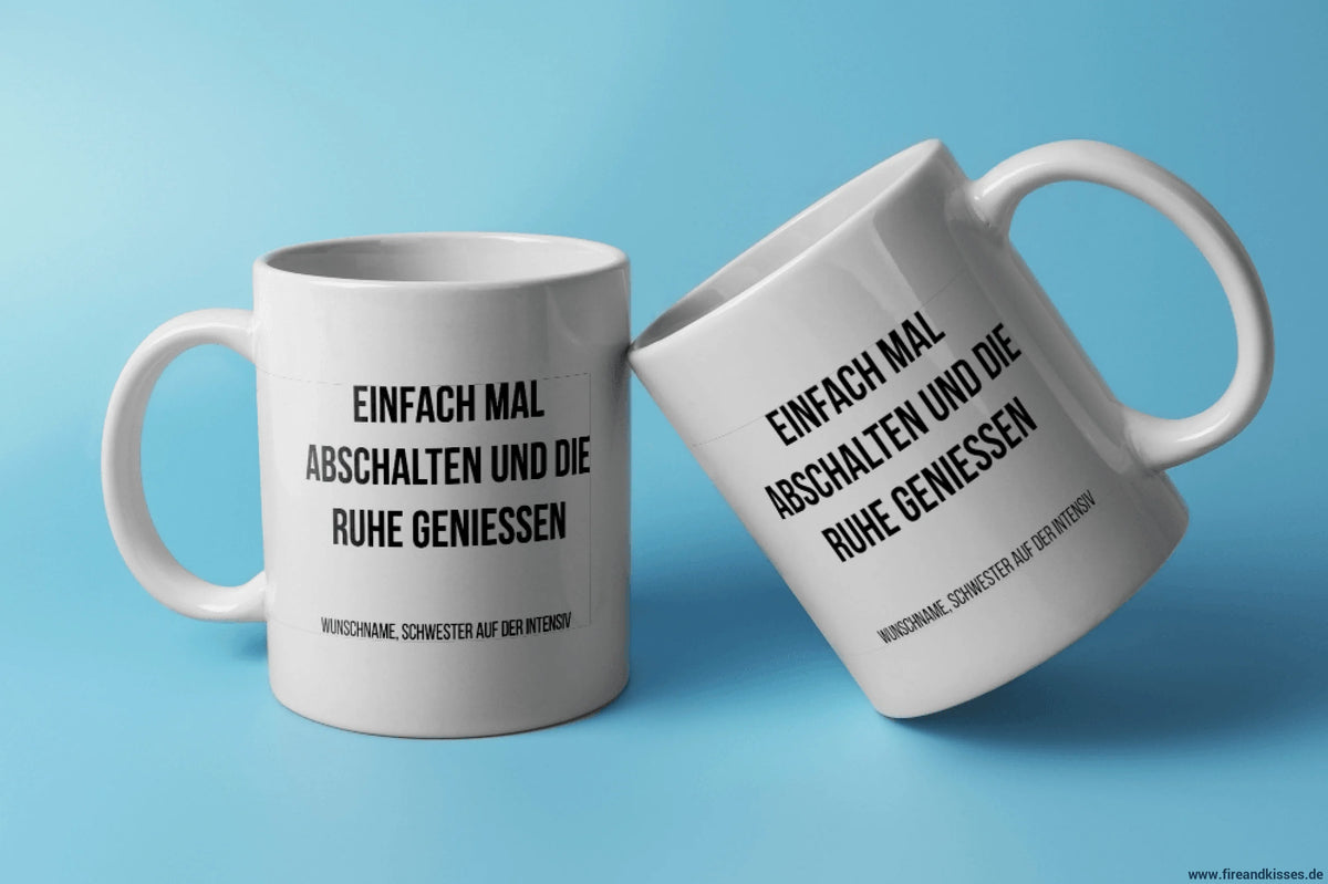 Fireandkisses fun-tasse „einfach mal abschalten und die ruhe genießen“ - weiß - tasse fun-tasse „einfach