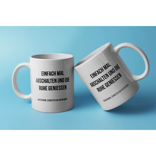 Fireandkisses fun-tasse „einfach mal abschalten und die ruhe genießen“ - weiß - tasse fun-tasse „einfach