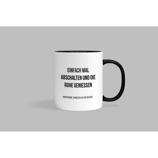 Fireandkisses fun-tasse „einfach mal abschalten und die ruhe genießen“ - schwarzer henkel & rand - tasse fun-tasse