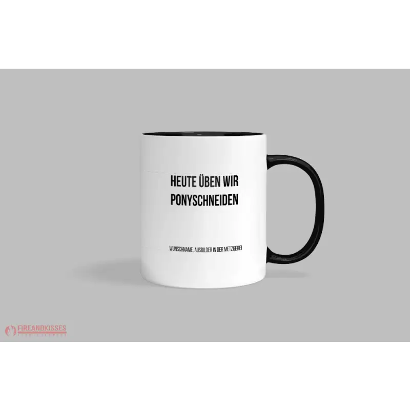 Fireandkisses Fun-Tasse ’Heute üben wir Pony schneiden’ - Schwarz - Tasse