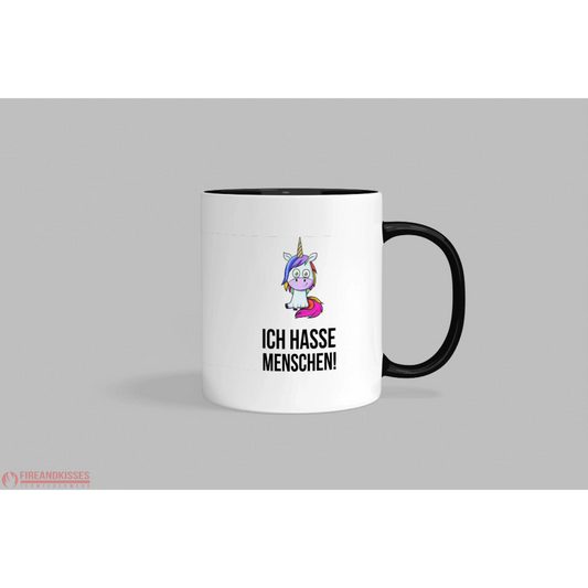 Fireandkisses Fun-Tasse ’Ich hasse Menschen’ - Schwarz - Tasse