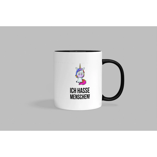 Fireandkisses fun-tasse „ich hasse menschen! “ - schwarzer henkel & rand - tasse fun-tasse „ich menschen! “