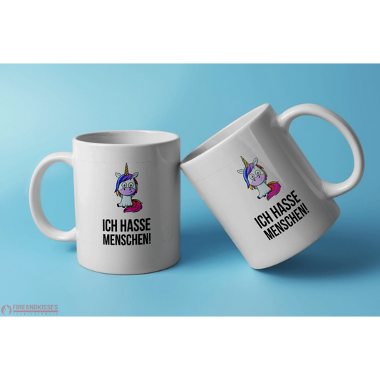Fireandkisses Fun-Tasse ’Ich hasse Menschen’ - Weiß - Tasse