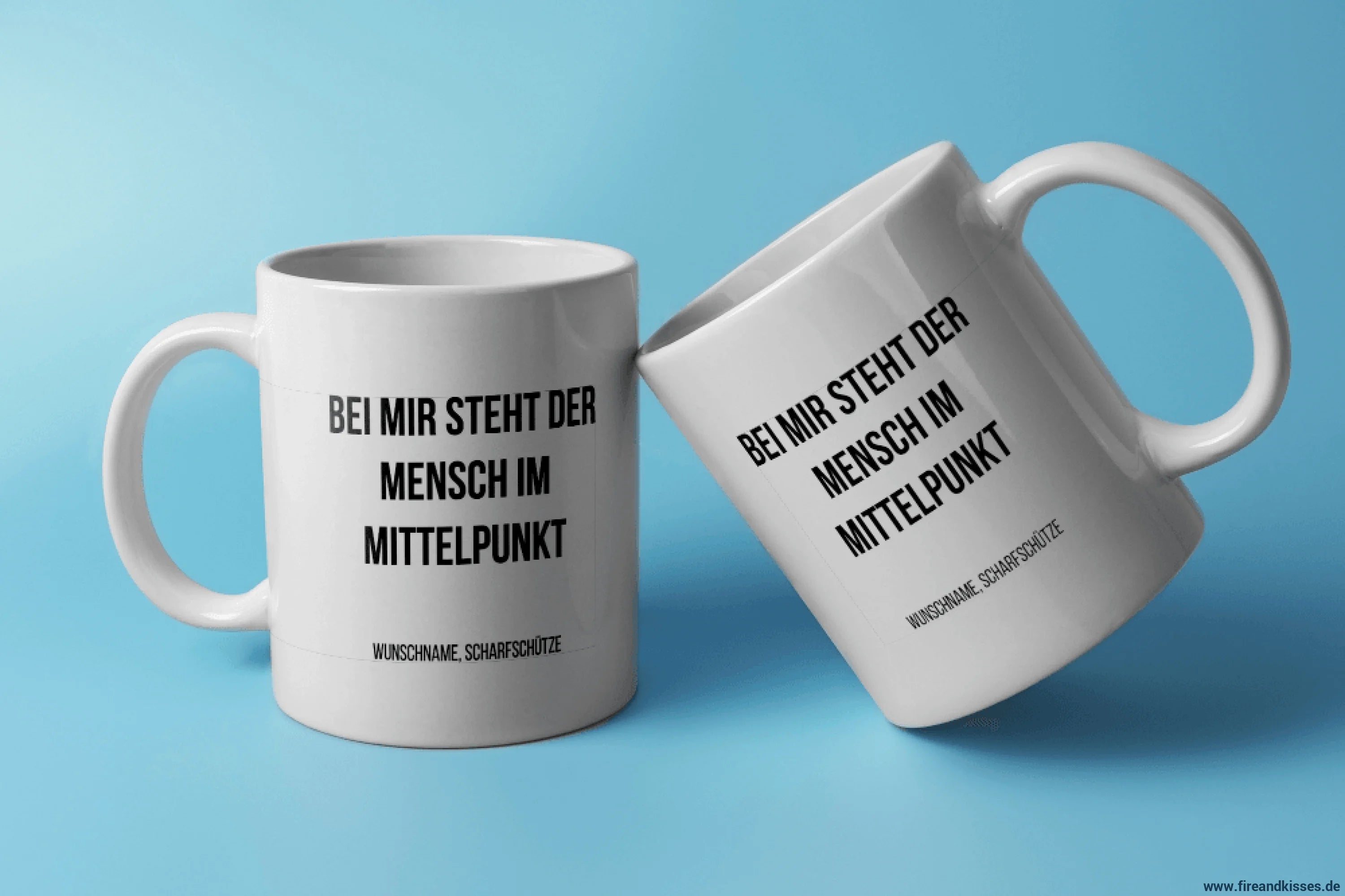 Fireandkisses fun-tasse „scharfschütze – bei mir steht der mensch im mittelpunkt“ - weiß - tasse fun-tasse