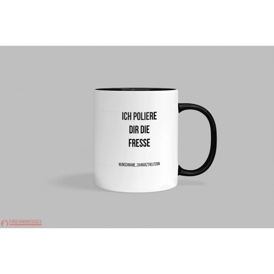 Fireandkisses Fun-Tasse ’Zahnarzthelferin’ - Schwarz - Tasse