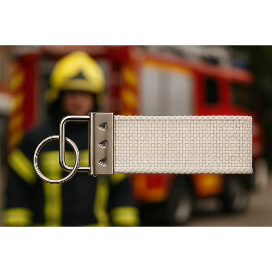 Fireandkisses schlüsselanhänger aus recyceltem feuerwehrschlauch weiß - schlüsselanhänger