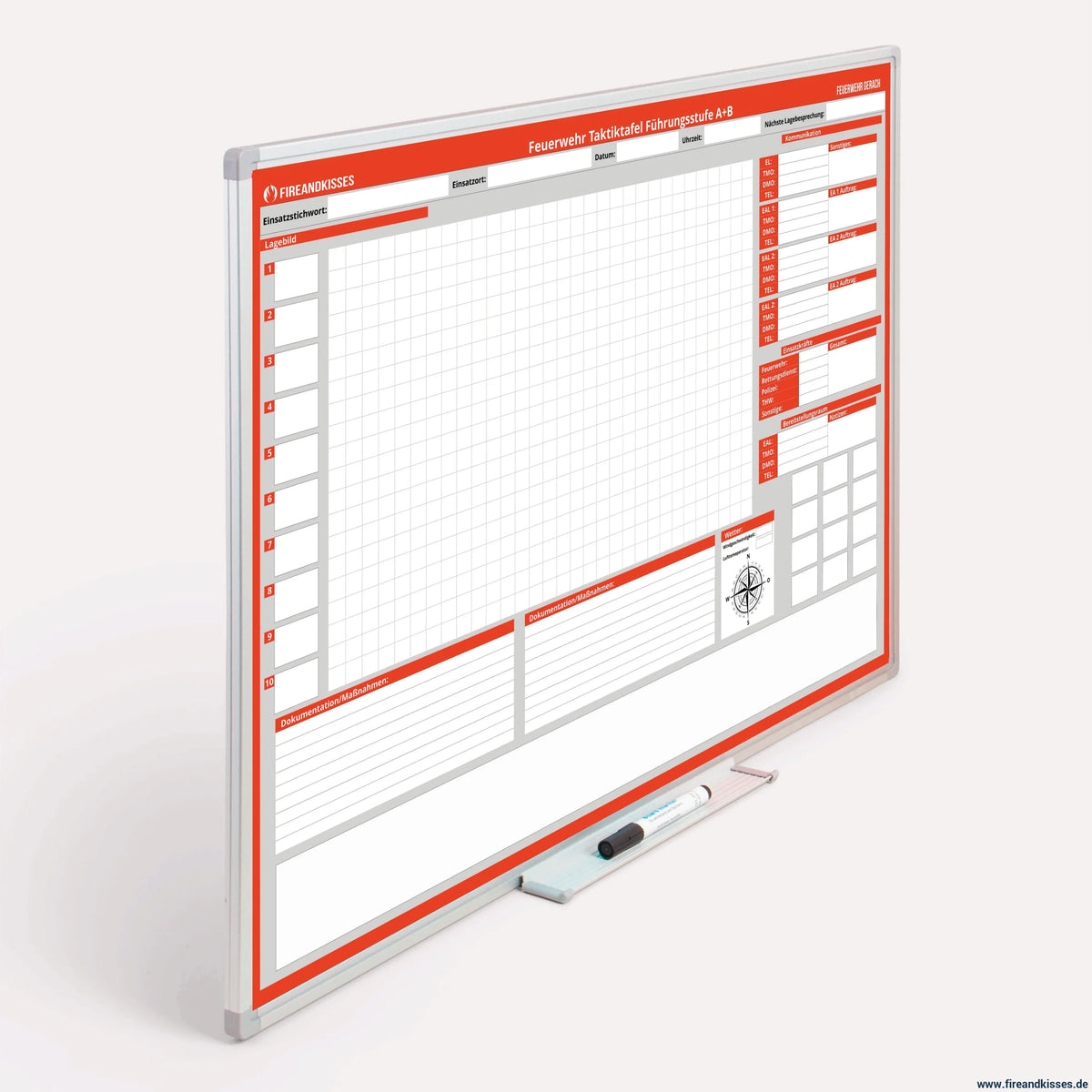 Fireandkisses taktik-whiteboard für die führungsstufen a + b premium 120 x 90 cm - taktik-whiteboard führungsstufen