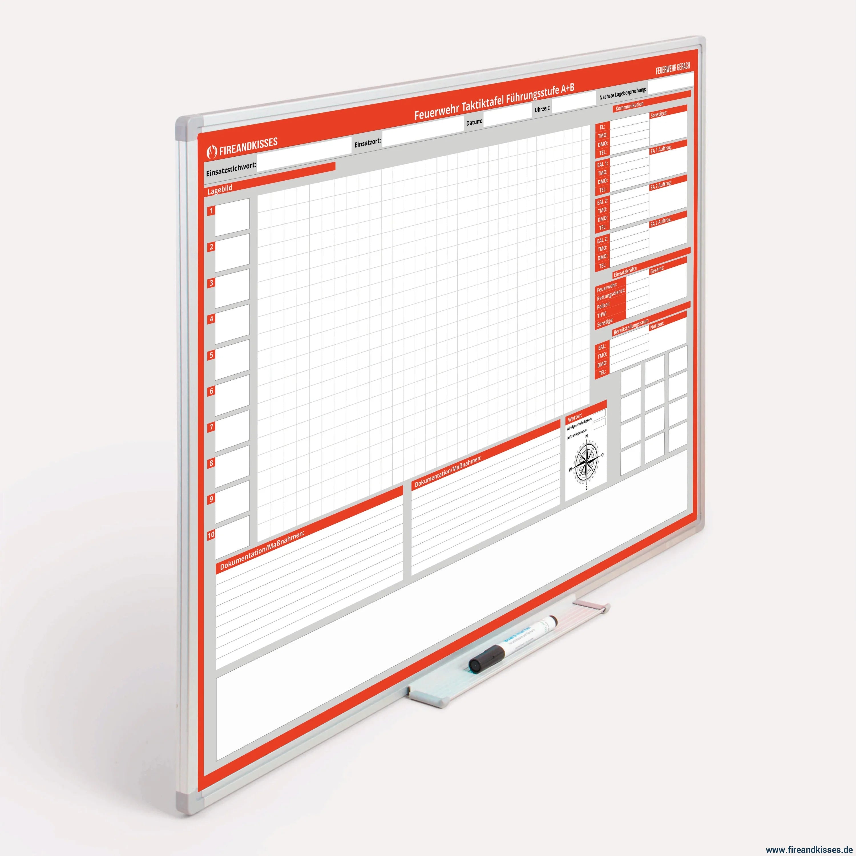 Fireandkisses taktik-whiteboard für die führungsstufen a + b premium 120 x 90 cm - taktik-whiteboard führungsstufen