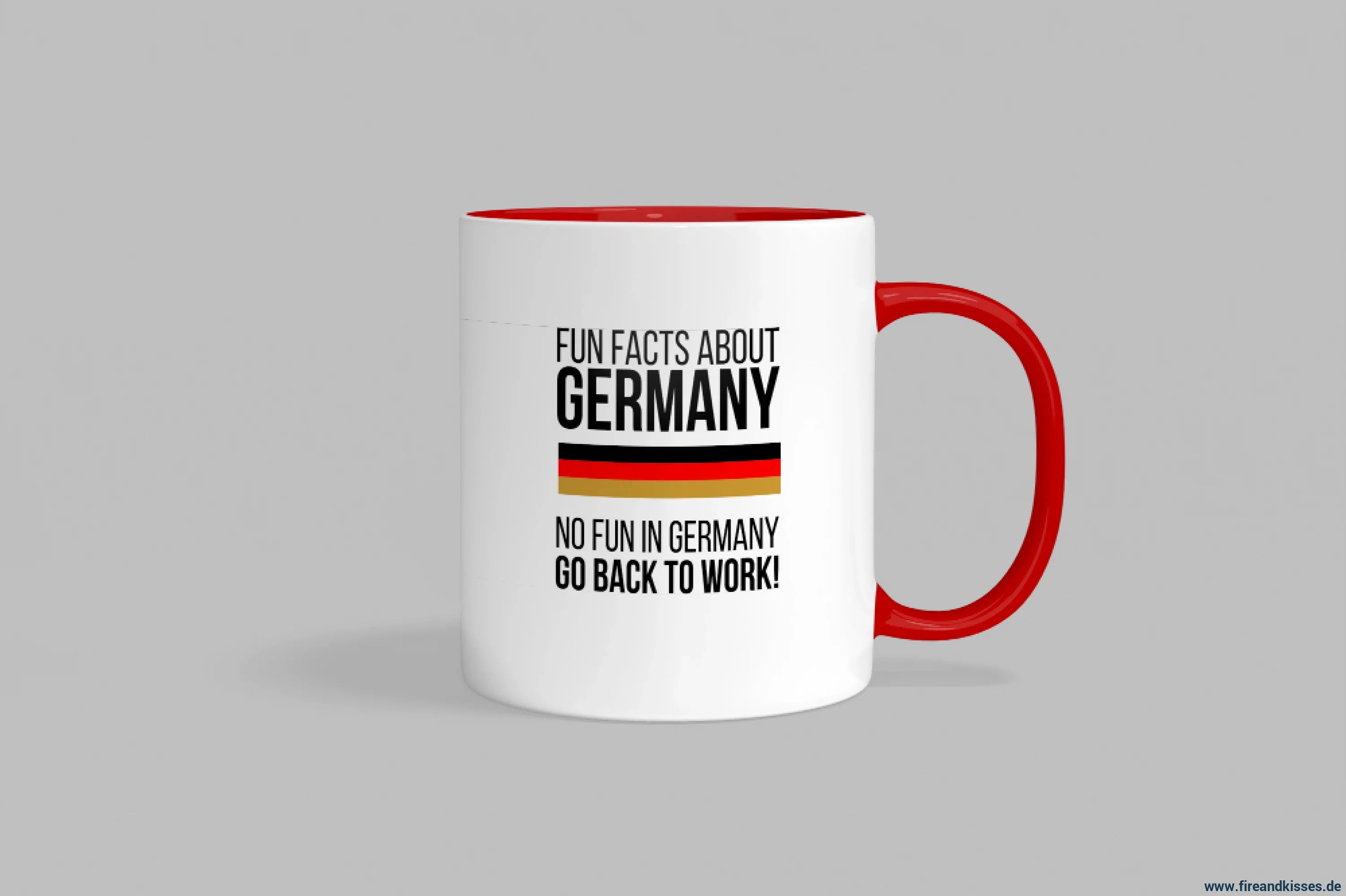 Fireandkisses fun-tasse „fun facts about germany“ - roter henkel & rand - tasse fun-tasse „fun facts germany“