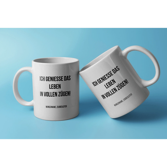 Fun-tasse „zugbegleiter“ – ich genieße das leben in vollen zügen! - weiß - tasse fun-tasse „zugbegleiter“ leben
