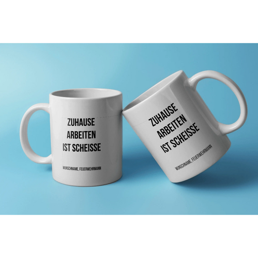 Fun-tasse „zuhause arbeiten ist scheisse“ – ehrlicher kann stil - weiß - tasse fun-tasse „zuhause