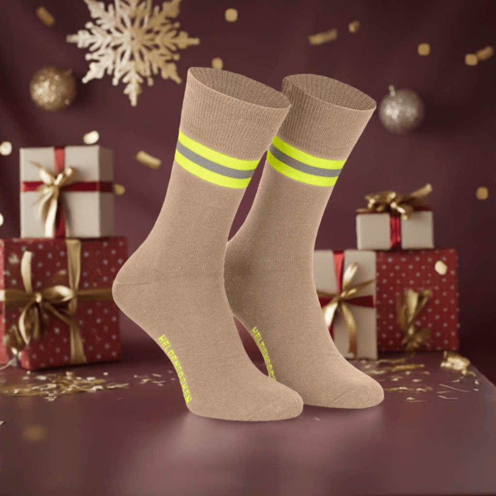 Heldensocken Beige/Gelb-Silber-Gelb - verschiedene Größen - Socken