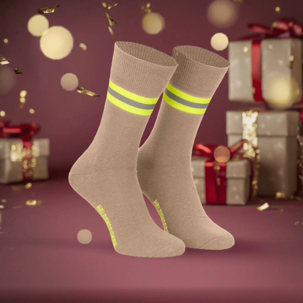 Heldensocken Beige/Gelb-Silber-Gelb - verschiedene Größen - Socken