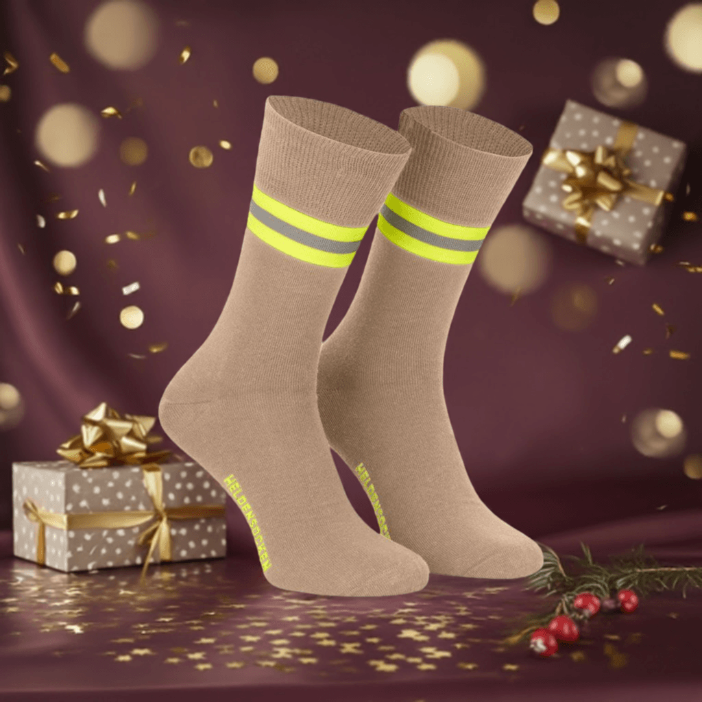 Heldensocken Beige/Gelb-Silber-Gelb - verschiedene Größen - Socken