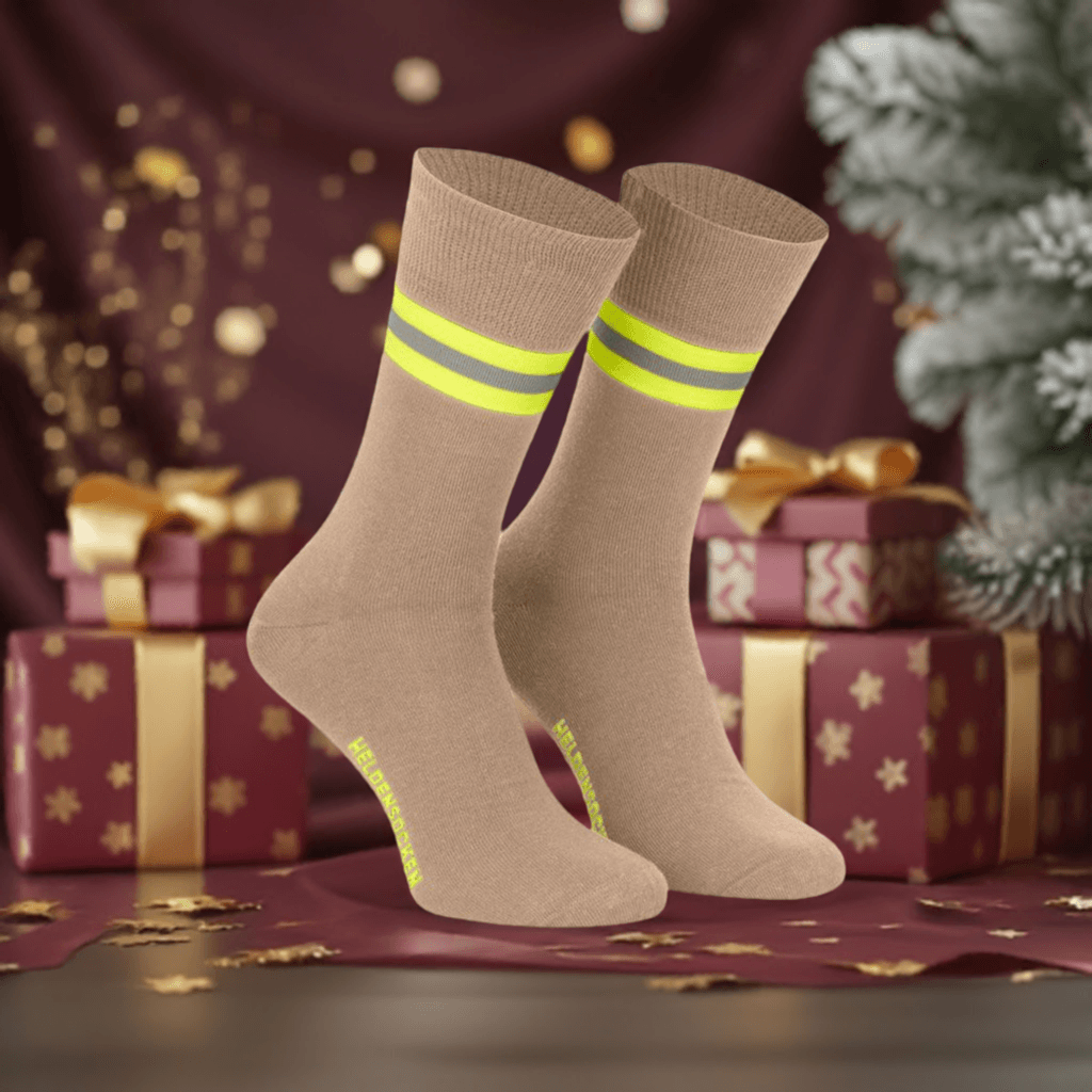 Heldensocken Beige/Gelb-Silber-Gelb - verschiedene Größen - Socken