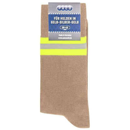 Heldensocken beige/gelb-silber-gelb – feuerwehrsocken im modernen einsatzlook | fireandkisses.de - socken