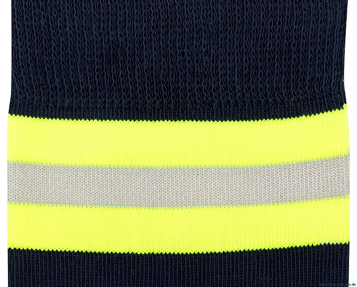 Heldensocken marineblau/gelb-silber-gelb – feuerwehrsocken mit stil & komfort | fireandkisses.de