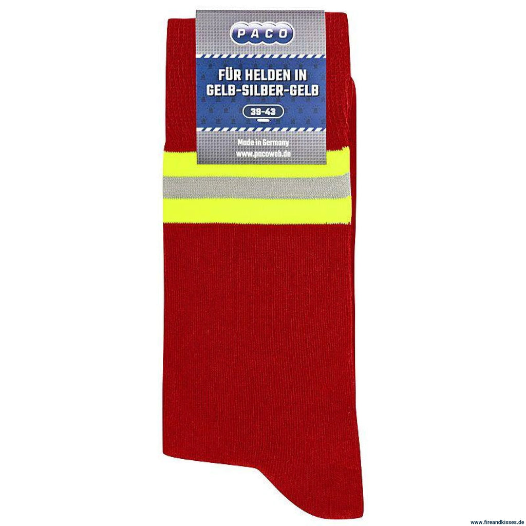 Heldensocken rot/gelb-silber-gelb – feuerwehrsocken für helden | fireandkisses.de - rot/gelb-silber-gelb feuerwehrsocken