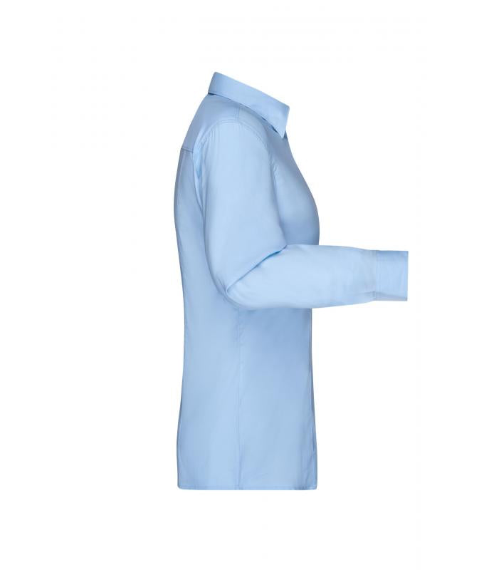 Damen-Uniformbluse JN681 Langarm Hellblau – Detailansicht