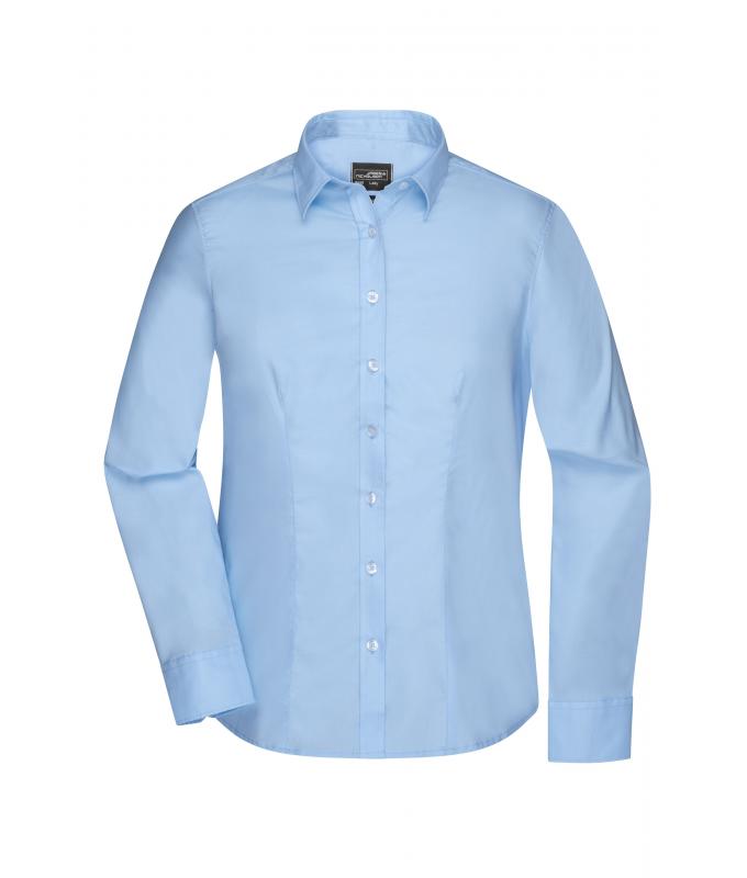 Damen-Uniformbluse JN681 Langarm Hellblau – Vorderansicht