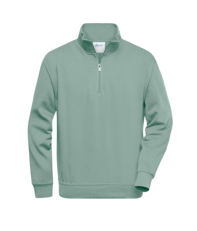 JN831 Workwear Half-Zip Sweat – foggy-green – Daiber