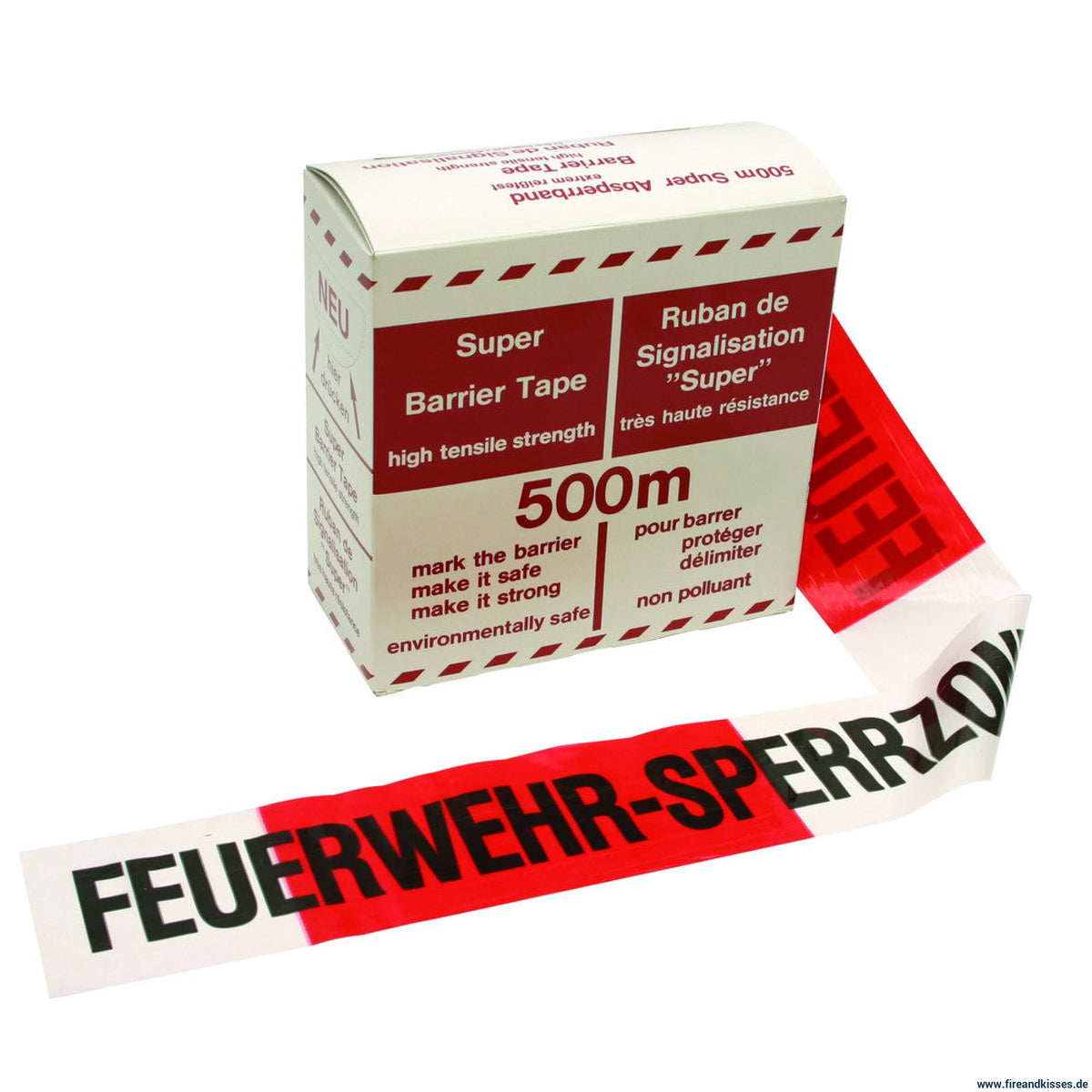 Kelmaplast Absperrband, Feuerwehr-Sperrzone, rot/weiß, 500 m