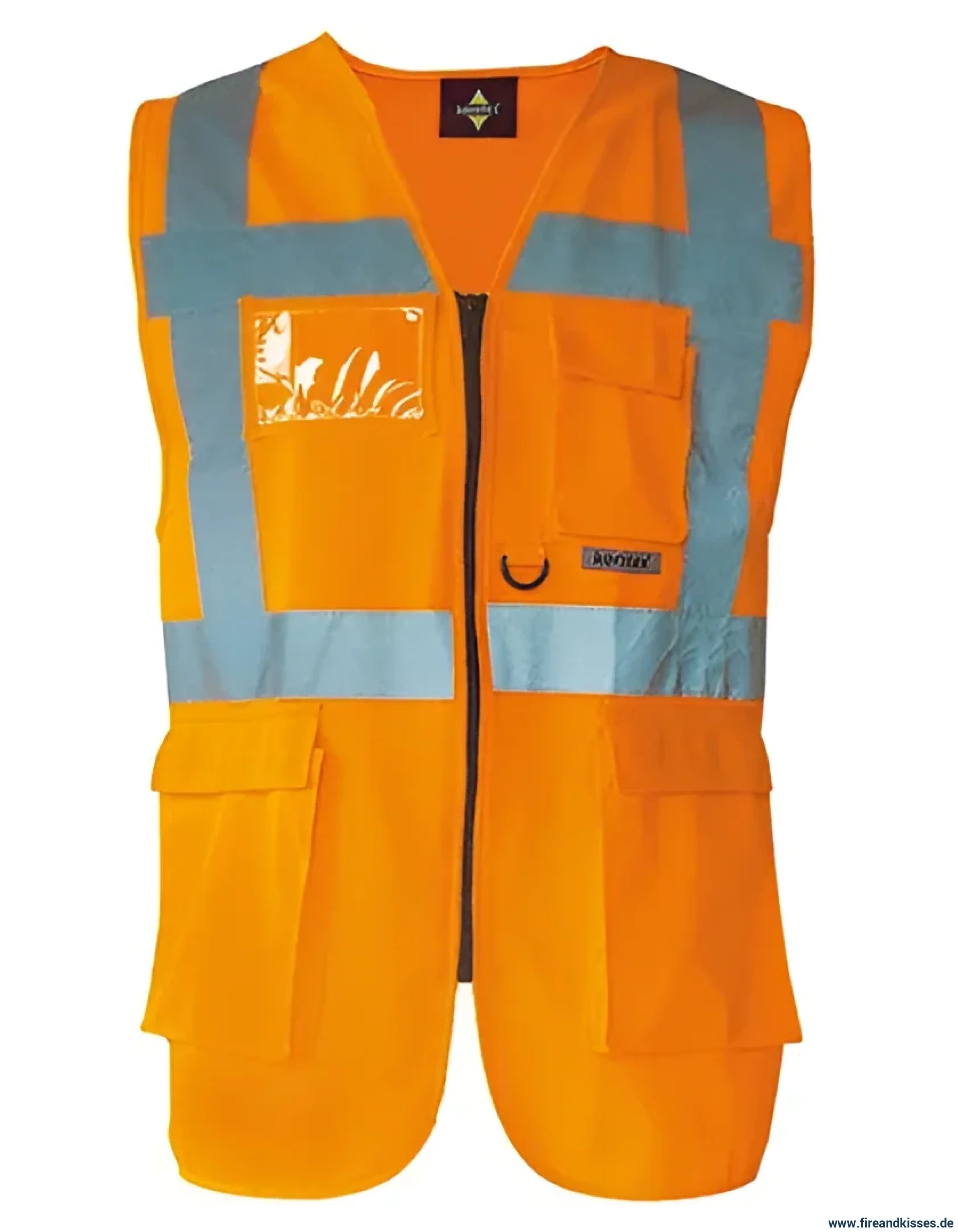 Multifunktionsweste ’berlin’ mit oder ohne aufdruck - orange (en iso 20471) / s (ca. 100 cm umfang) / wunschtext