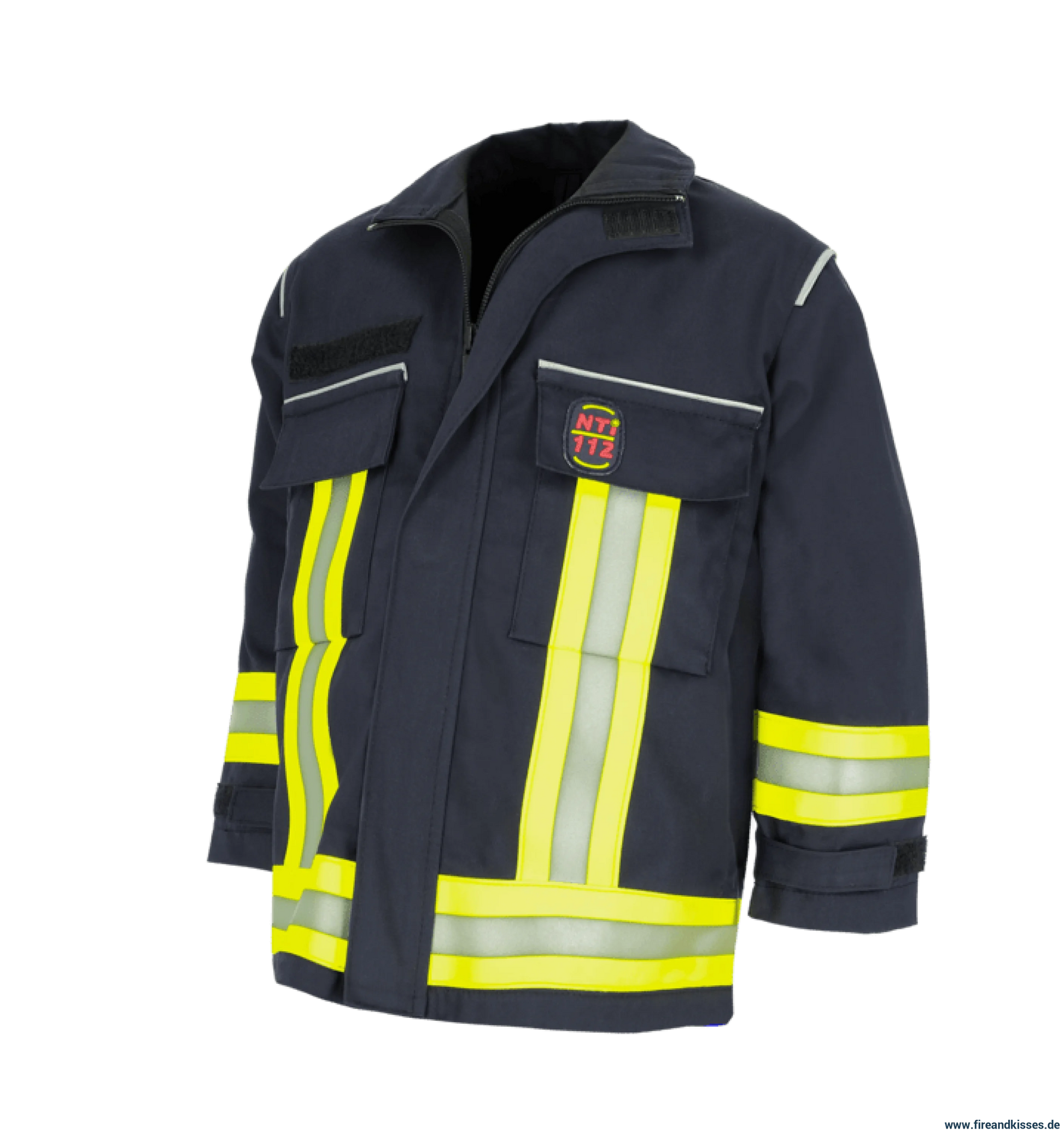 Nti kinderfeuerwehr jacke – schwarzblau | gelb/silber/gelb - hose | feuerwehrhose für kinder fireandisses