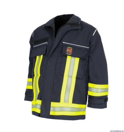 Nti kinderfeuerwehr jacke – schwarzblau | gelb/silber/gelb - hose | feuerwehrhose für kinder fireandisses