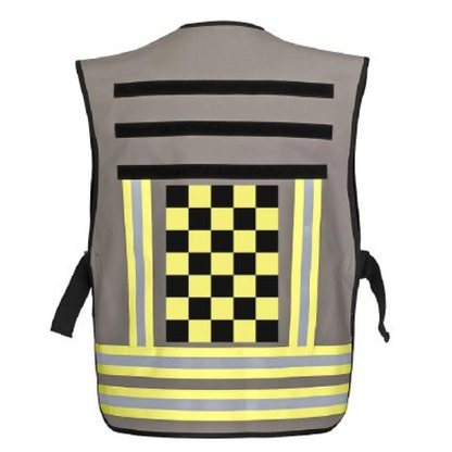 Pacotex® funktionsweste – grau mit gelb-schwarzem karomuster | flugbetrieb & einsatzleitung - weste