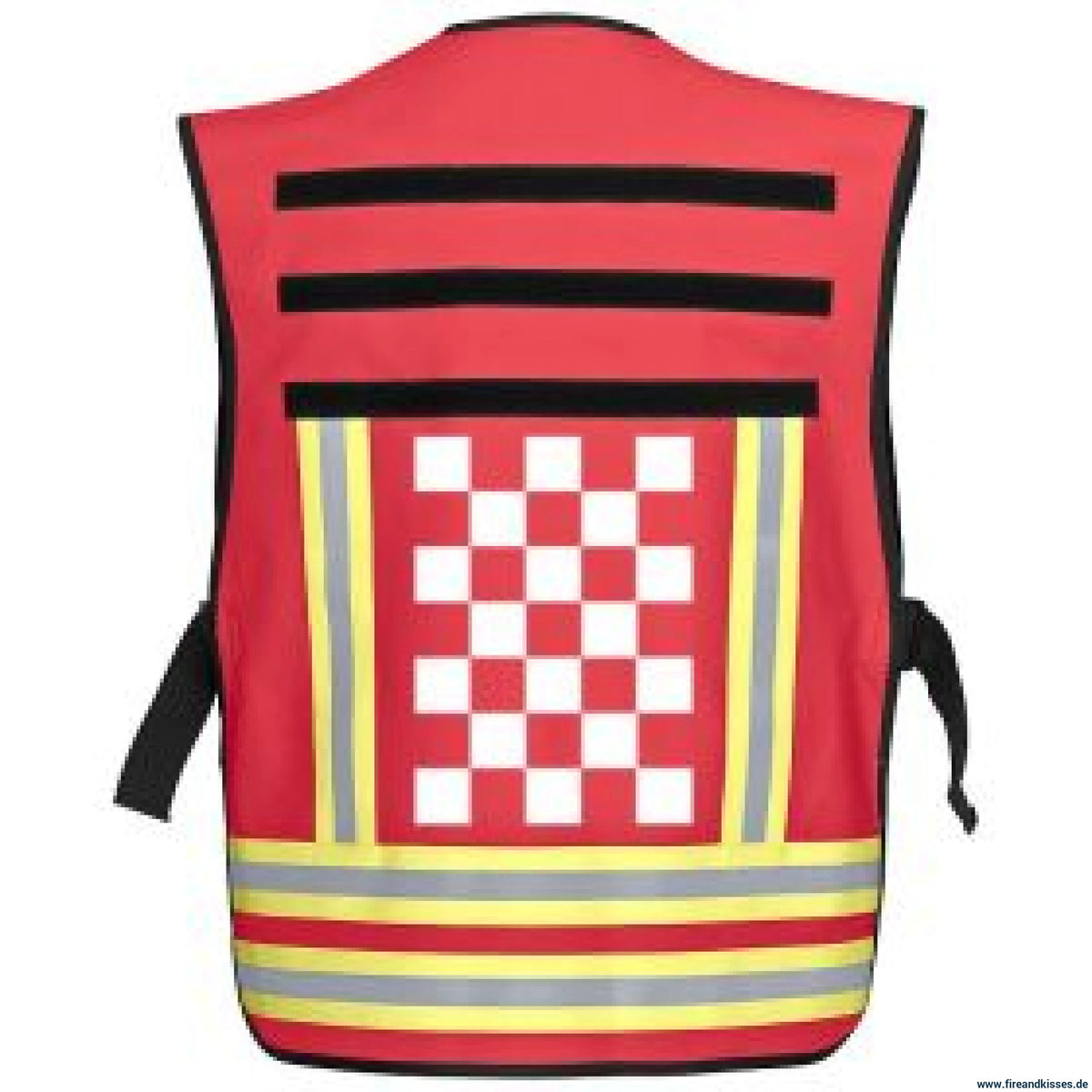 Pacotex® funktionsweste – rot mit weißem karomuster | feuerwehr-einsatzleitung niedersachsen - feuerwehr weste