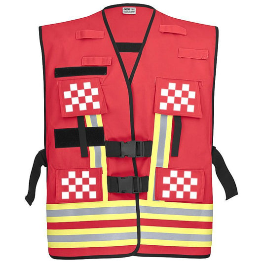 Pacotex® funktionsweste – rot mit weißem karomuster | feuerwehr-einsatzleitung niedersachsen - feuerwehr weste