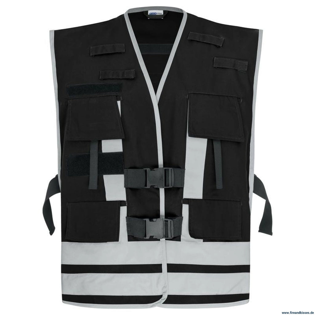 Pacotex® funktionsweste – schwarz | kontrastweste für security & einsatzpersonal - weste mit reflexstreifen