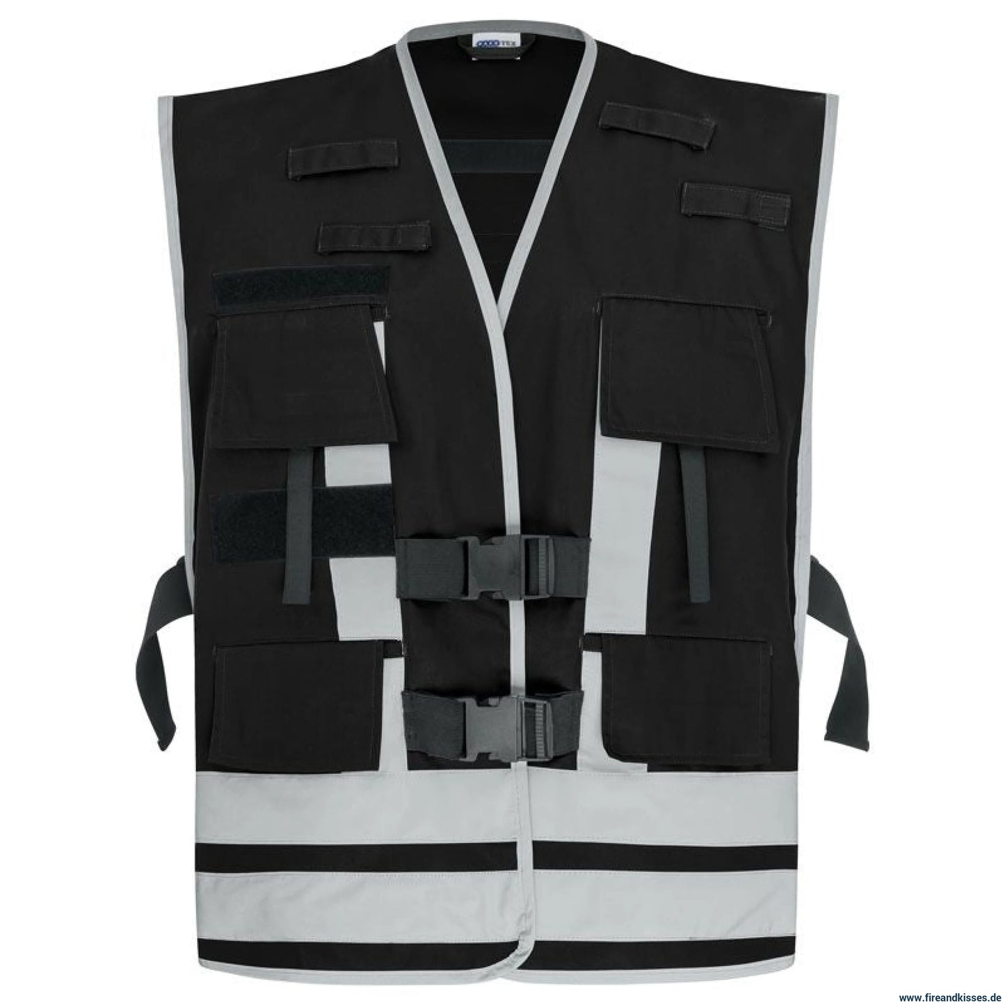 Pacotex® funktionsweste – schwarz | kontrastweste für security & einsatzpersonal - weste mit reflexstreifen