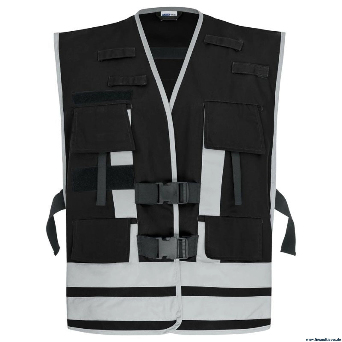 Pacotex® funktionsweste – schwarz | kontrastweste für security & einsatzpersonal - weste mit reflexstreifen