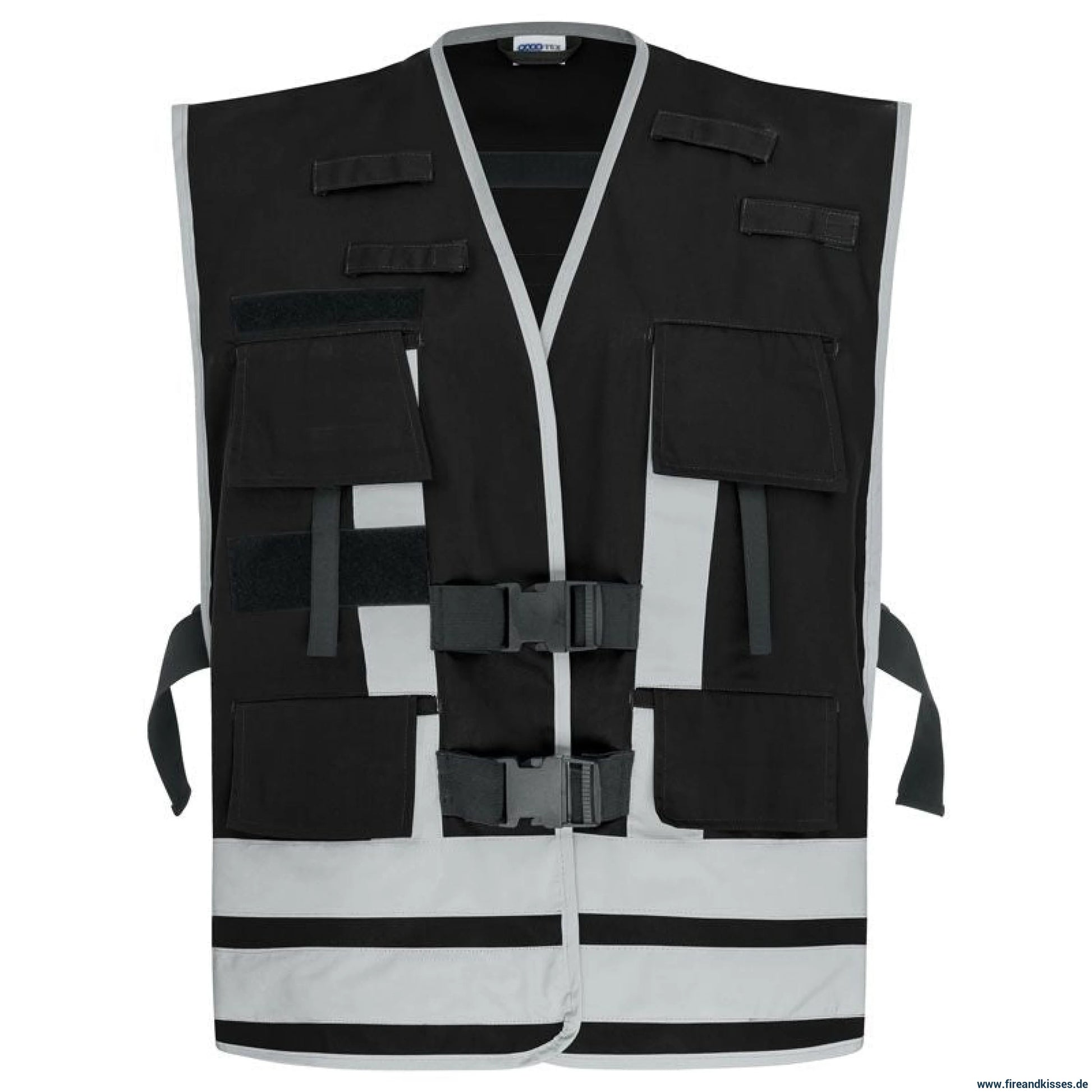 Pacotex® funktionsweste – schwarz | kontrastweste für security & einsatzpersonal - weste mit reflexstreifen