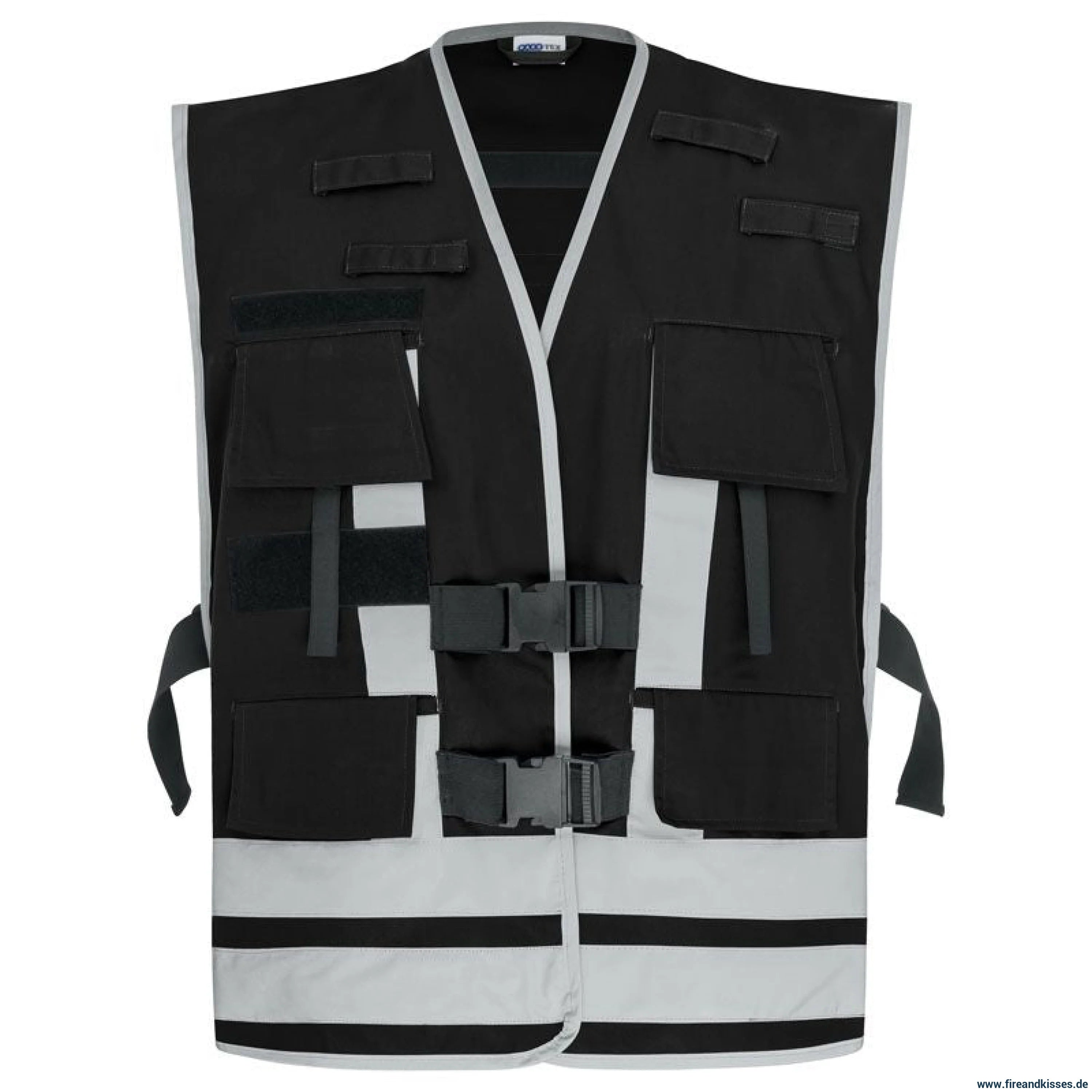 Pacotex® funktionsweste – schwarz | kontrastweste für security & einsatzpersonal - weste mit reflexstreifen