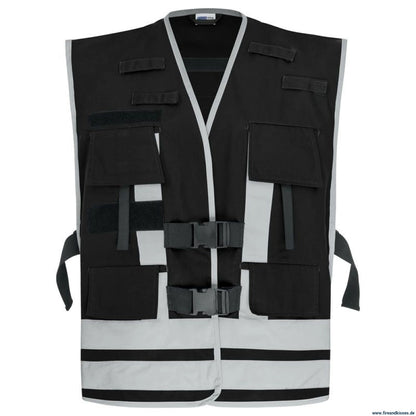 Pacotex® funktionsweste – schwarz | kontrastweste für security & einsatzpersonal - weste mit reflexstreifen