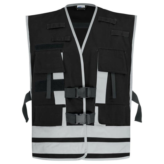Pacotex® funktionsweste – schwarz | kontrastweste für security & einsatzpersonal - weste mit reflexstreifen