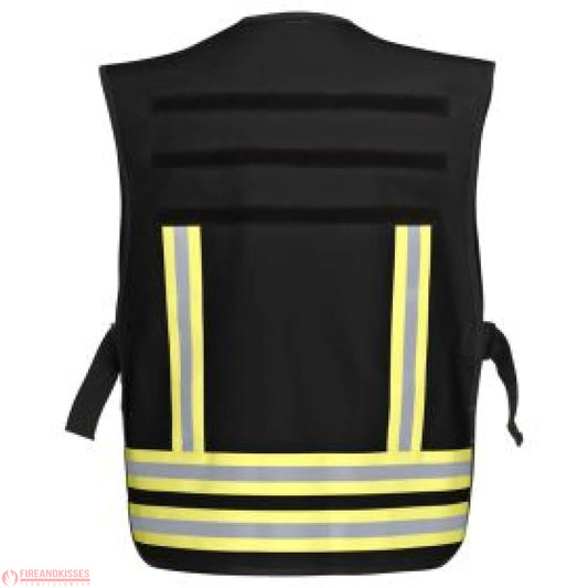 Pacotex® funktionsweste – schwarz mit gelb-silber-gelb reflexstreifen | einsatz- & sicherheitsdienst - einsatzweste
