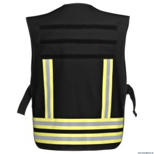 Pacotex® funktionsweste – schwarz mit gelb-silber-gelb reflexstreifen | einsatz- & sicherheitsdienst - einsatzweste