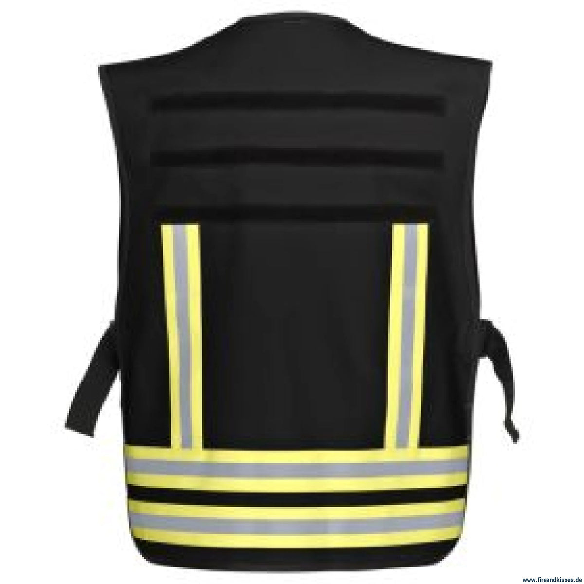 Pacotex® funktionsweste – schwarz mit gelb-silber-gelb reflexstreifen | einsatz- & sicherheitsdienst - einsatzweste