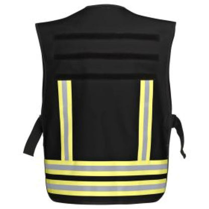 Pacotex® funktionsweste – schwarz mit gelb-silber-gelb reflexstreifen | einsatz- & sicherheitsdienst - einsatzweste