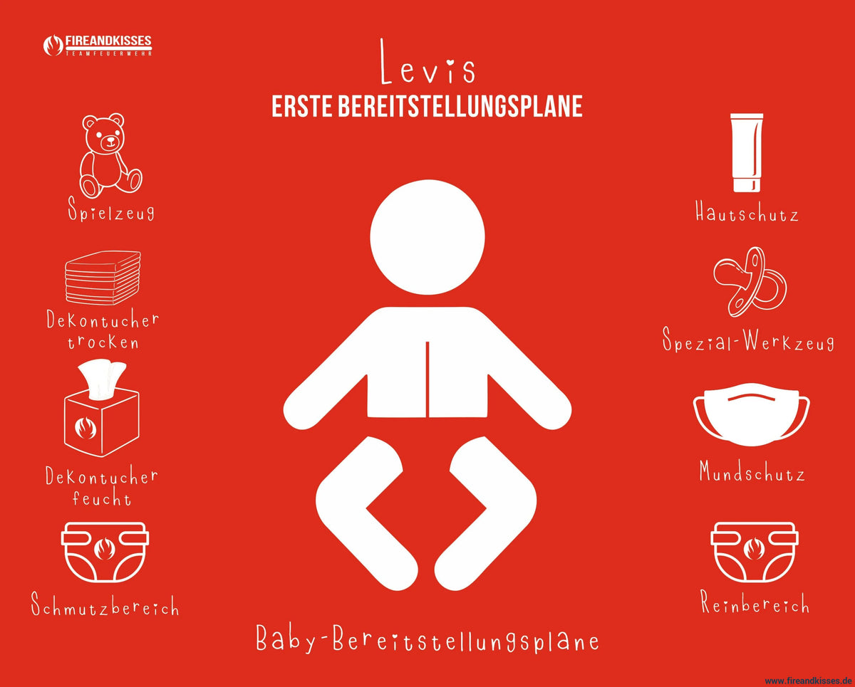 Personalisierbare feuerwehr-babyauflage „bereitstellungsplane“ – wickelunterlage mit namen - bereitstellungsplane name